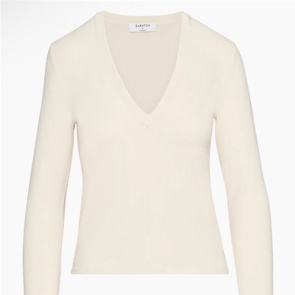 NWT Babaton Artemesia V-neck sweater in Birch Cream Volor Size Medium - Picture 2 of 8